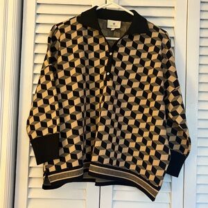 Tuckernuck Black and Tan Checkered Sweater